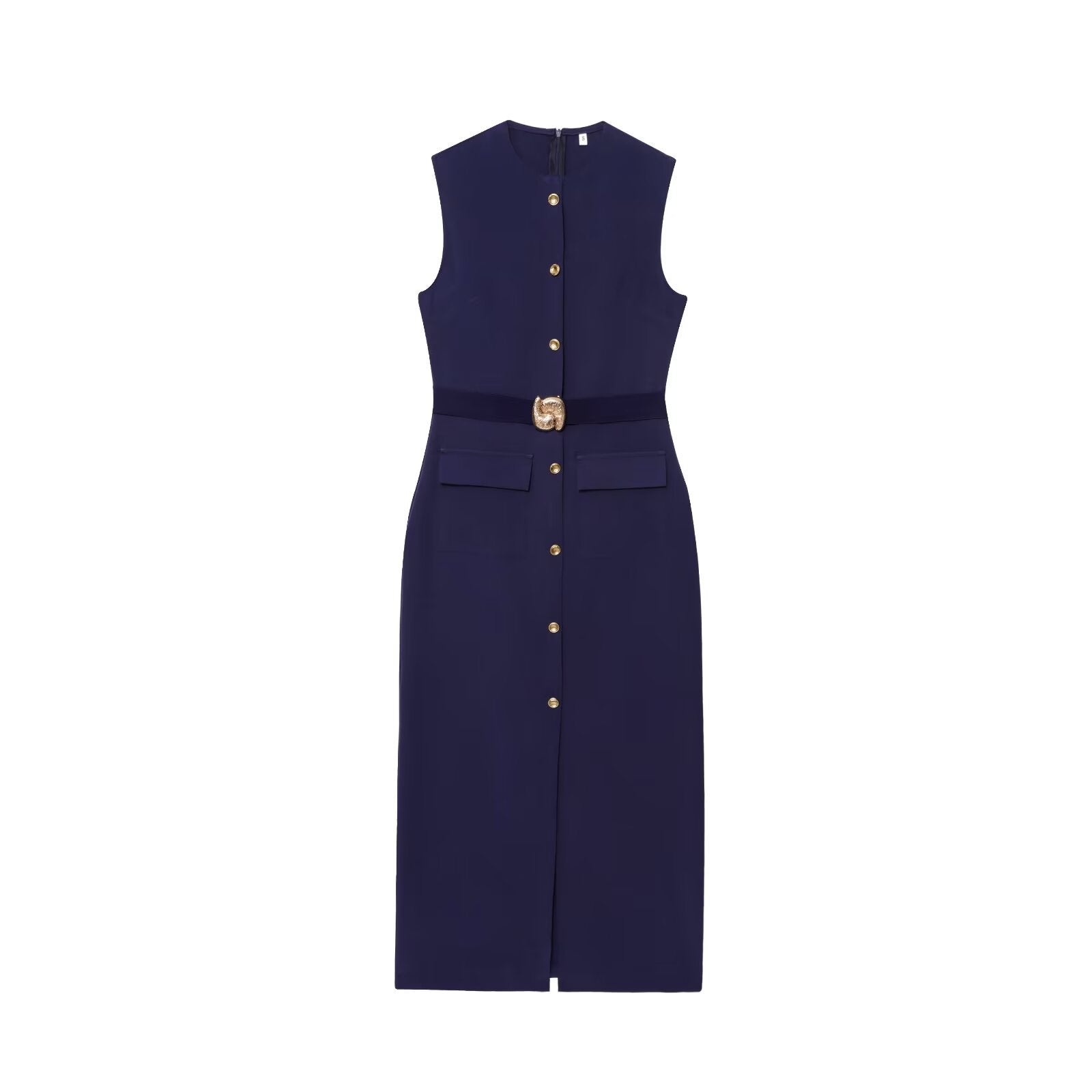Summer women's sleeveless MIDI dress with waistband
