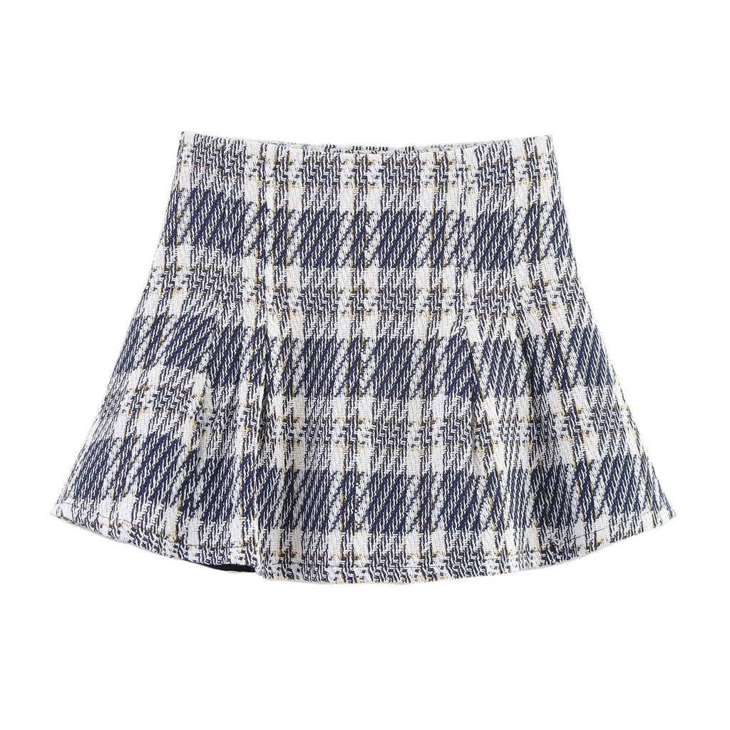 Fashion plaid texture vest+skirt pants set for women