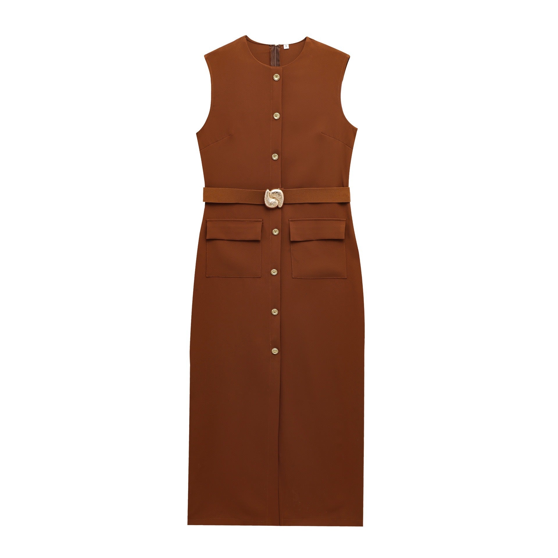 Summer women's sleeveless MIDI dress with waistband