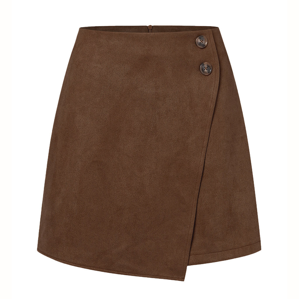 Irregular skirt Zipper Button Short Skirt
