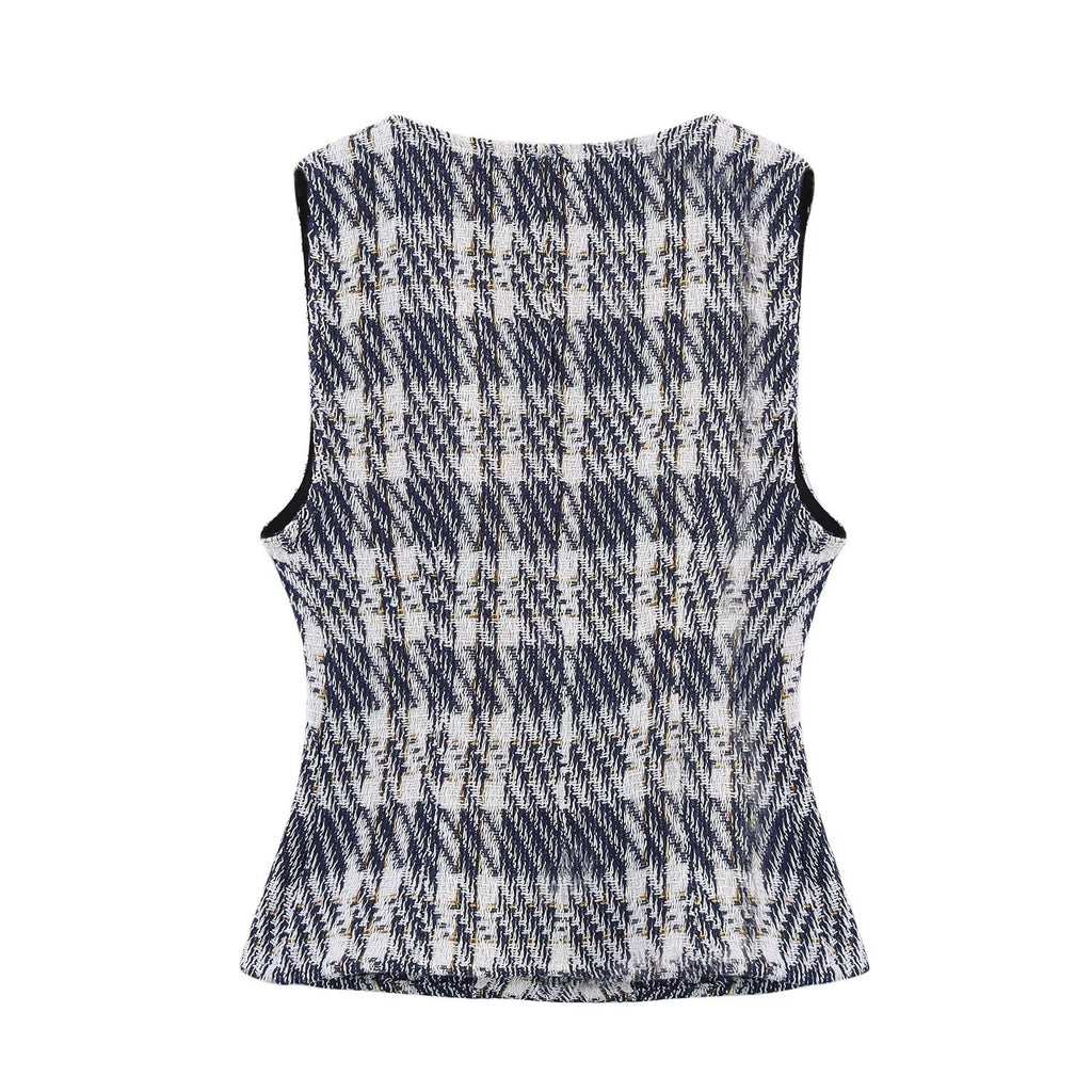 Fashion plaid texture vest+skirt pants set for women