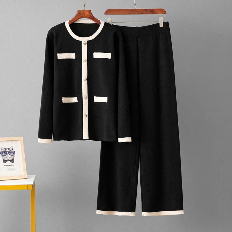 Wide leg pants slimming two-piece set