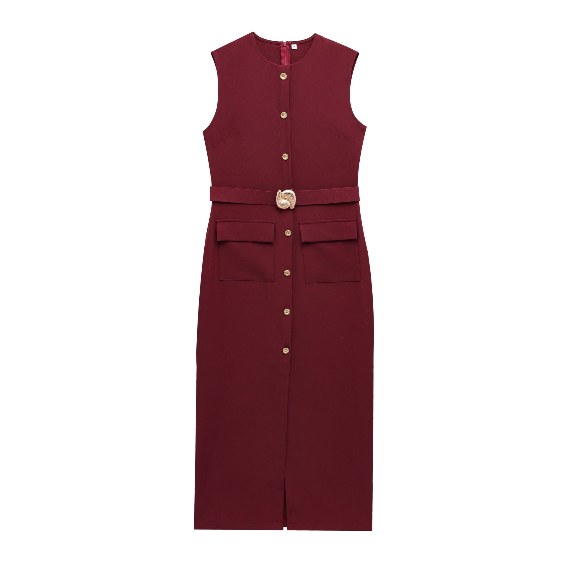 Summer women's sleeveless MIDI dress with waistband
