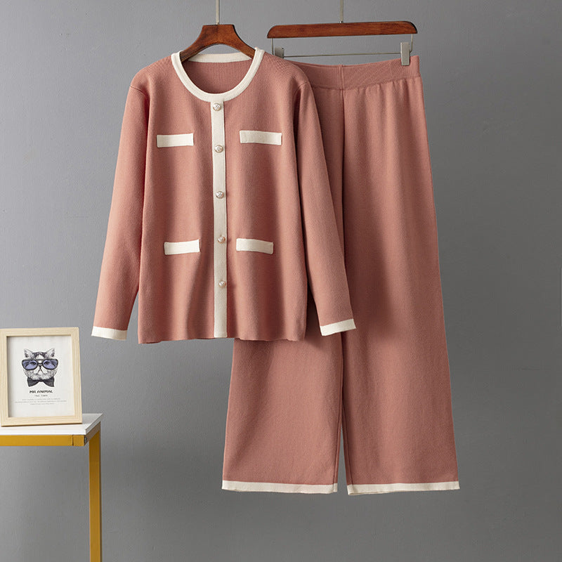 Wide leg pants slimming two-piece set