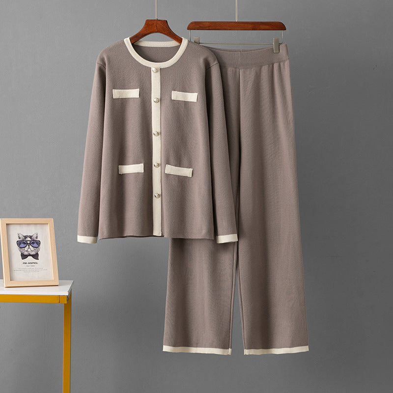 Wide leg pants slimming two-piece set