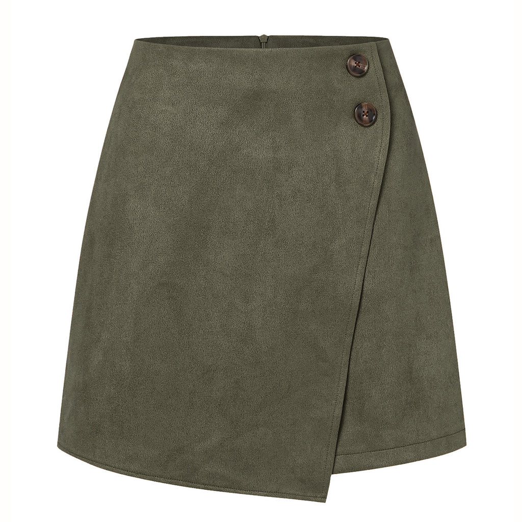 Irregular skirt Zipper Button Short Skirt