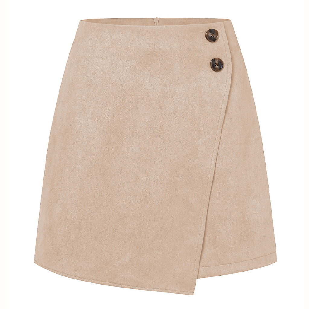 Irregular skirt Zipper Button Short Skirt
