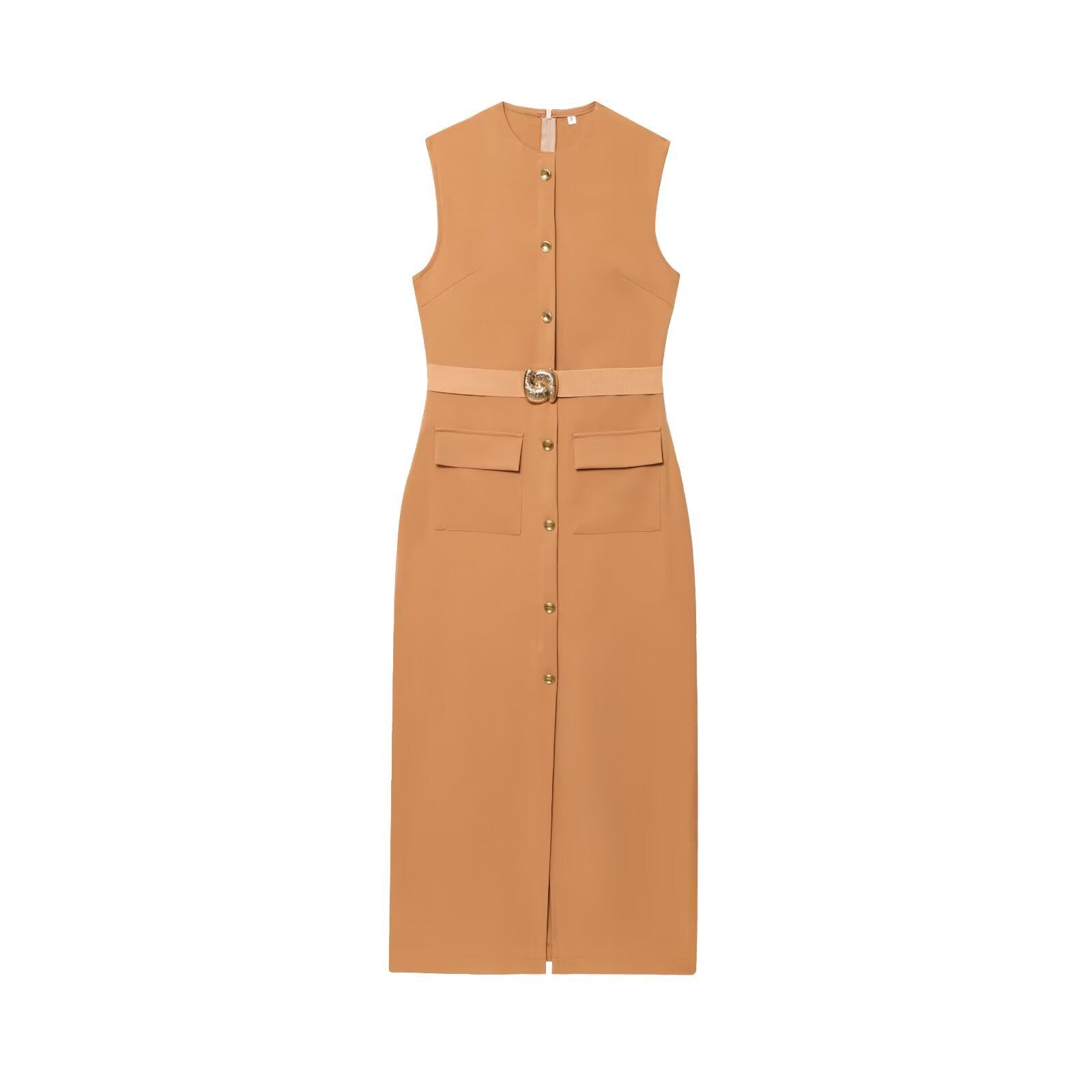 Summer women's sleeveless MIDI dress with waistband