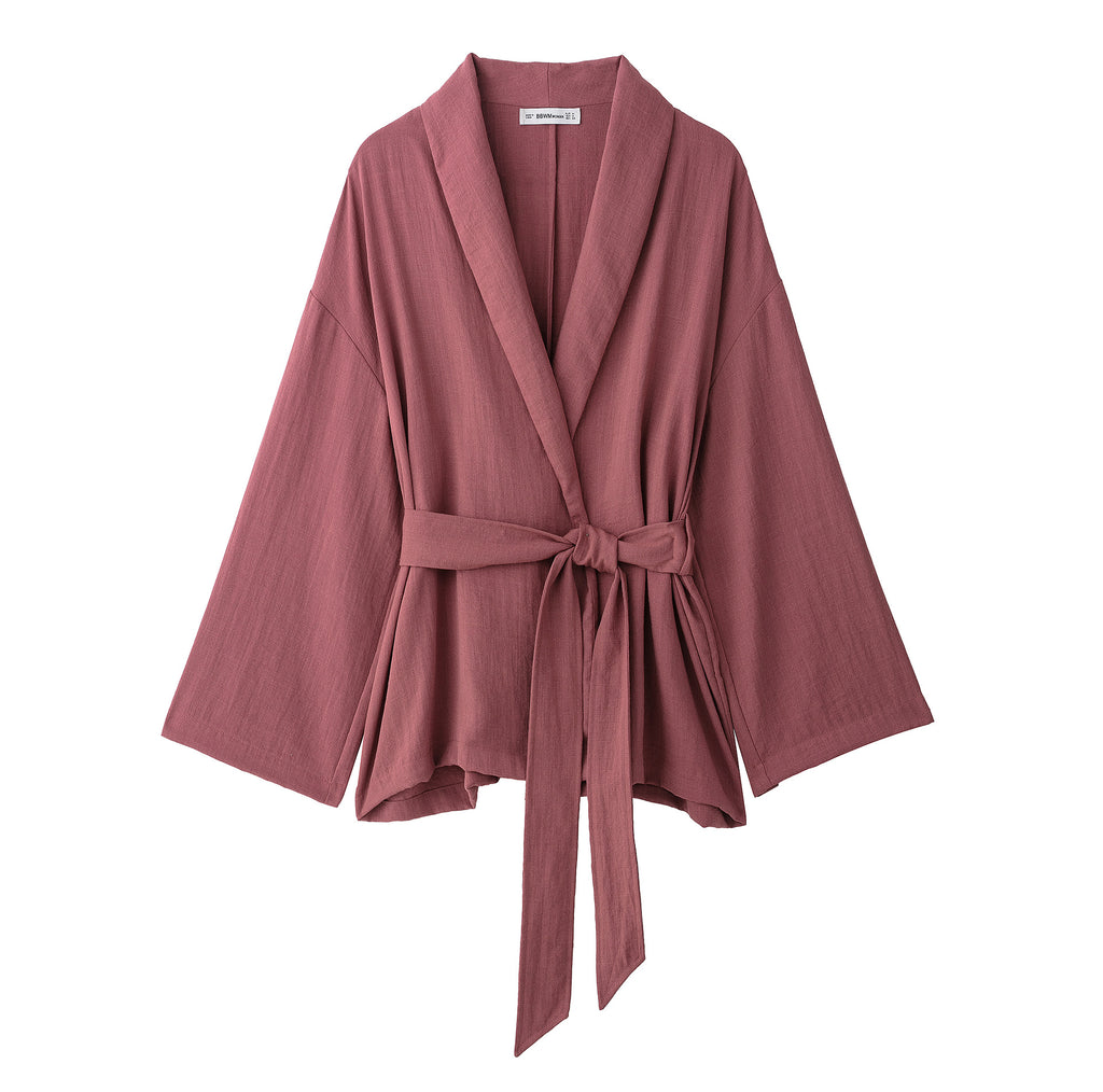 Women's Fashion Kimono-style Jacket with Belt + Flare Pants in Sleepwear Style