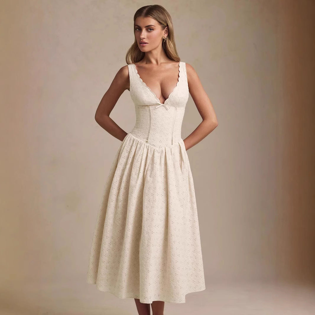 Heavy Work Fitted Strapless Dress Elegant Retro