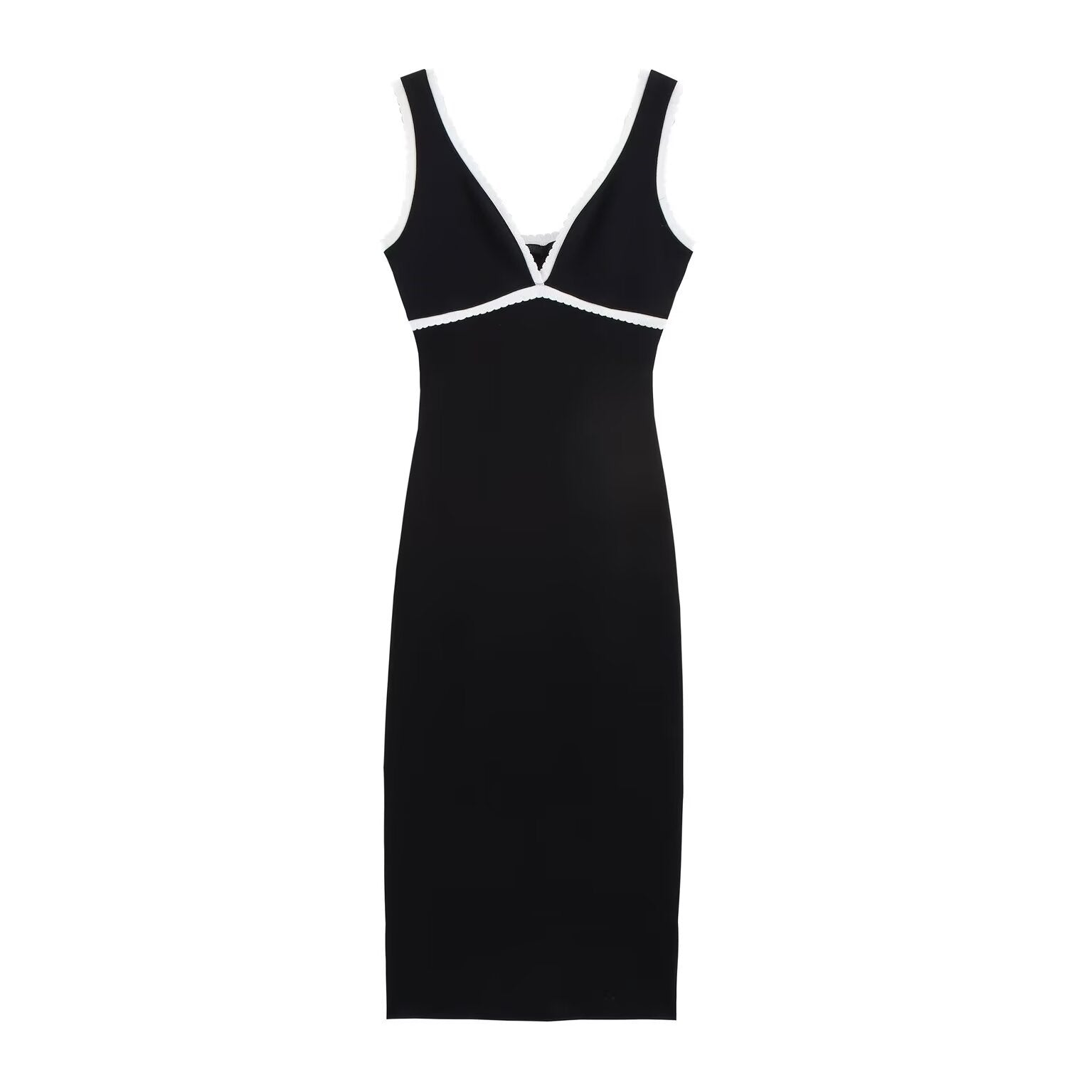 V-neck sleeveless contrasting camisole dress for women