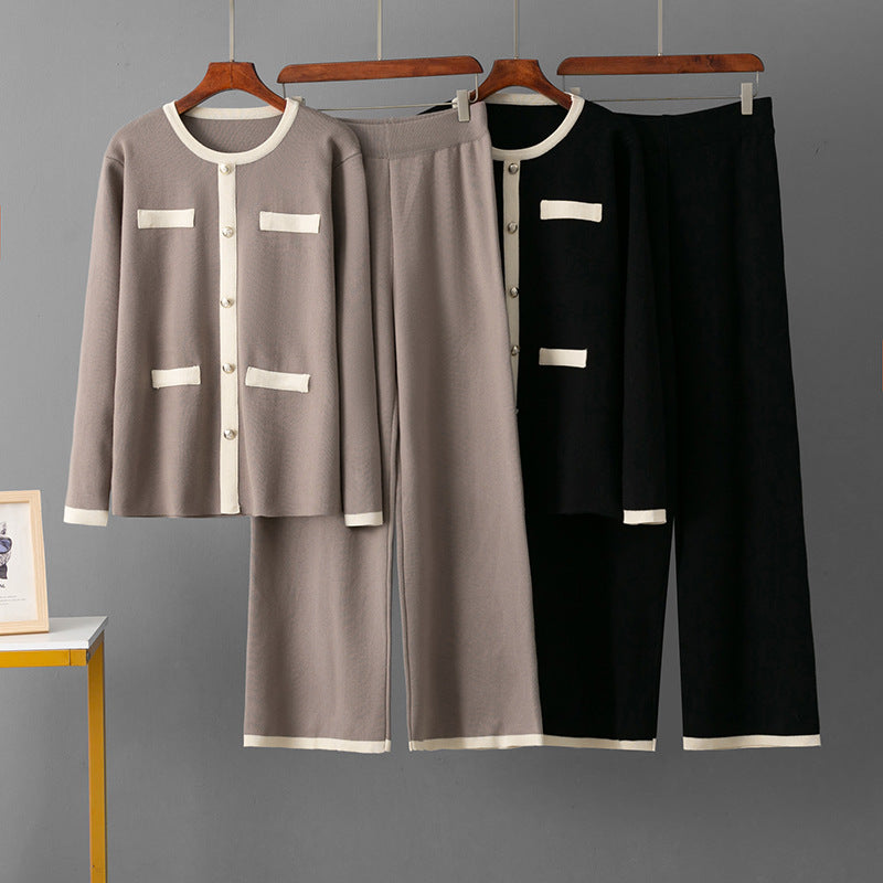 Wide leg pants slimming two-piece set